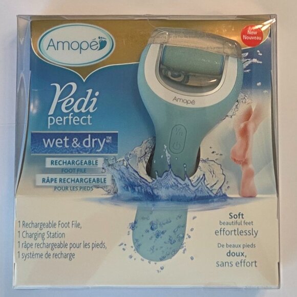 NWT Amope Pedi Perfect Wet & Dry Rechargeable Foot File - Picture 1 of 4
